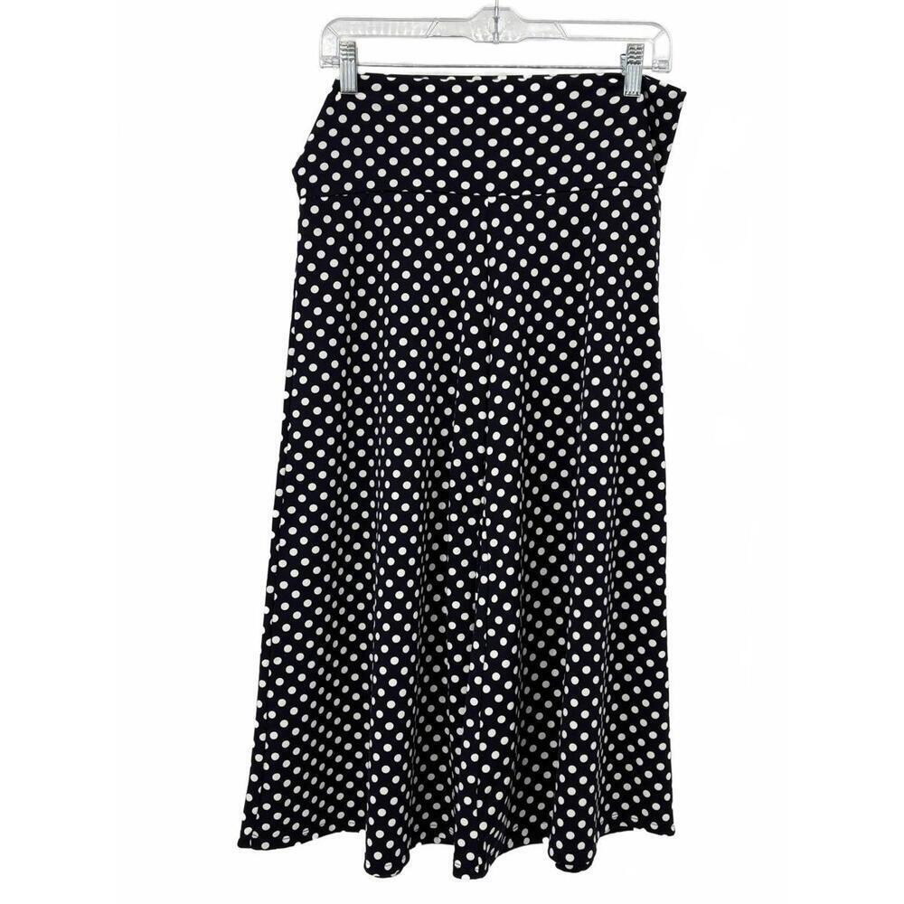 Made by Johnny Was Navy and White Polka Dot Wide Leg Cropped Culotte Pants Large